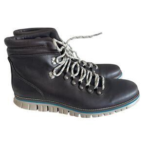 Cole Haan Men's Zerogrand Lace Up Brown Waterproof Leather Boots, Size 11, EUC